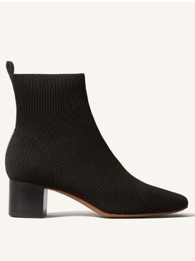 Everlane The Glove Boot Black Knit Ankle Boot with Block Heel 7.5